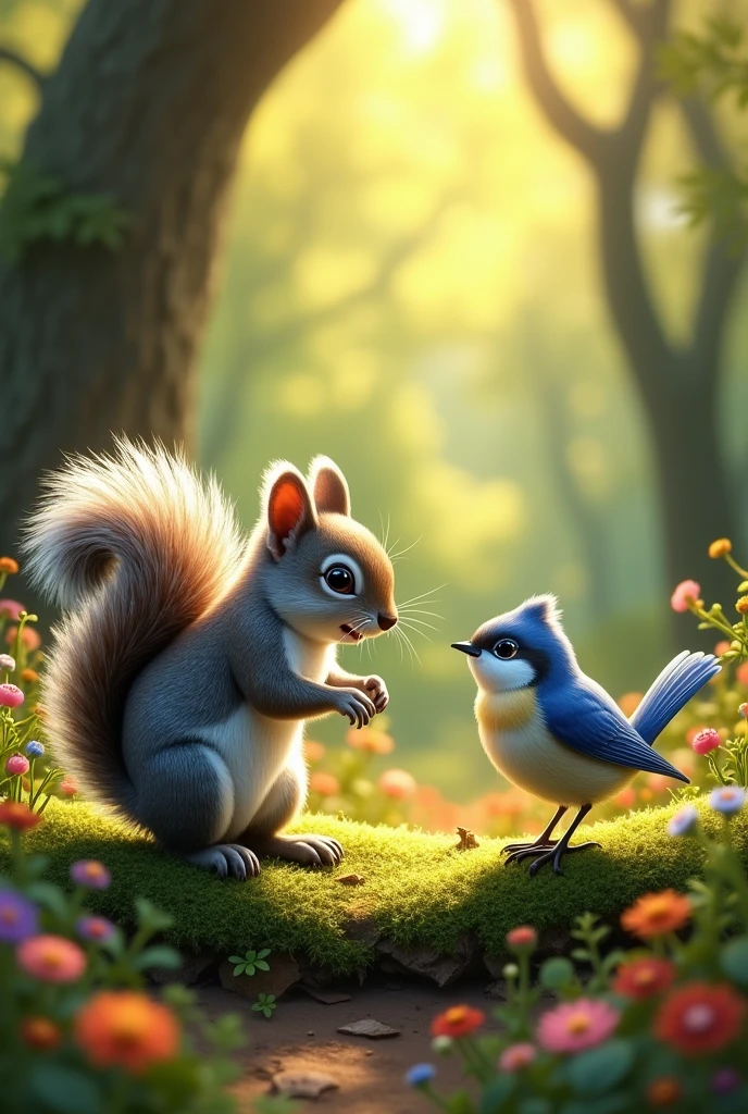 Squirrel meet crying chirpy