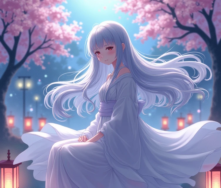 anime, anime風, Character portrait, Japanese style,One person, Long Hair, ghost,Spirit Body