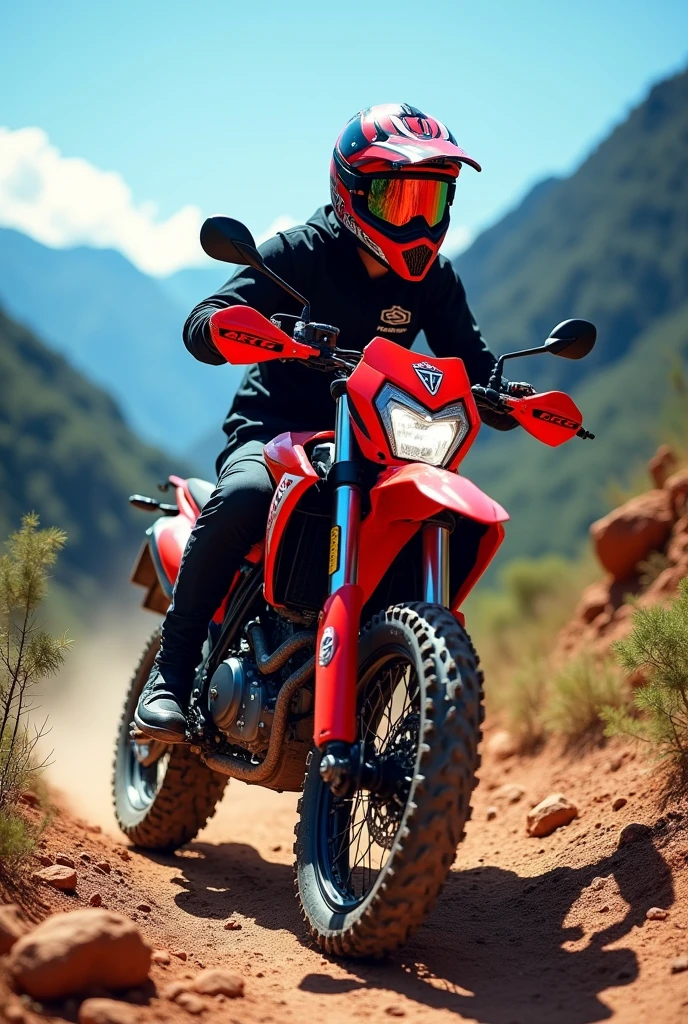 Estilos de la motocicleta akt Todo terreno 200 personalizados en rojo