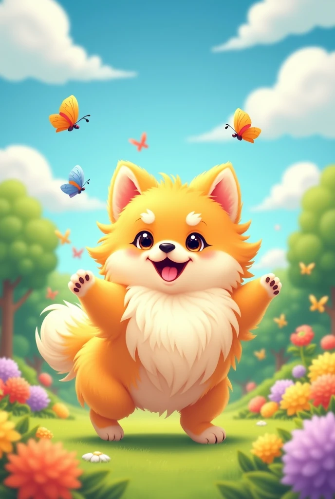 Cartoon of a Pomeranian dog