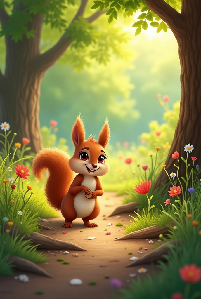 Squirrel happily going to home