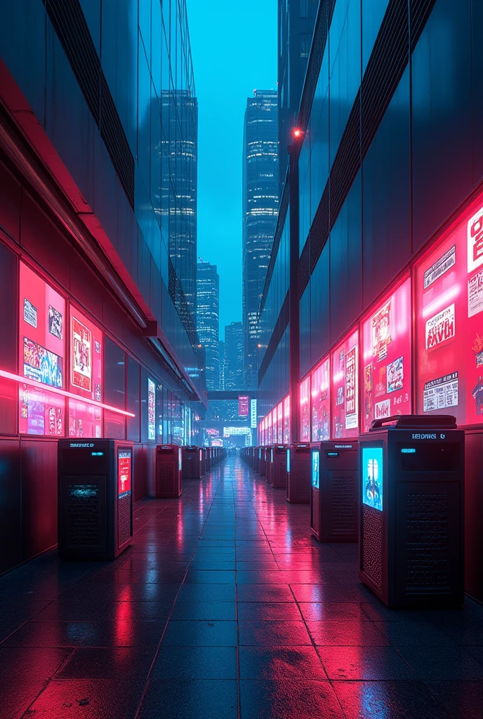 A futuristic alley with no people