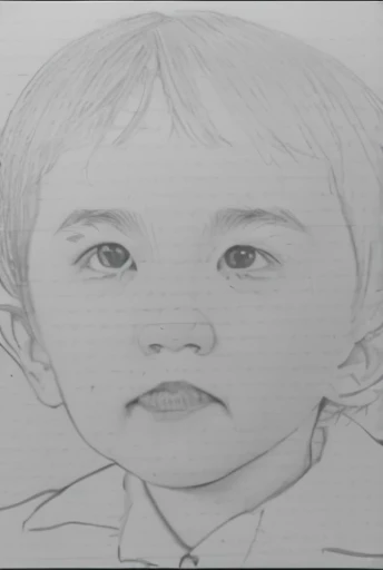 Realistic color photography style、Smiling emphasizes nasolabial folds. Make the chin a little thinner and accentuate the nasolabial folds.、I want it to look more like a color photograph..............。3 year old boy, Xu々To、Clearly visible、Emphasizes deep nasolabial folds from nose to mouth、Generate left and right dimples、Show me your beautiful smile.。Make your eyes look cute with double eyelids.Please make a live-action version。There is a lot of ketchup around the mouth、To-sai