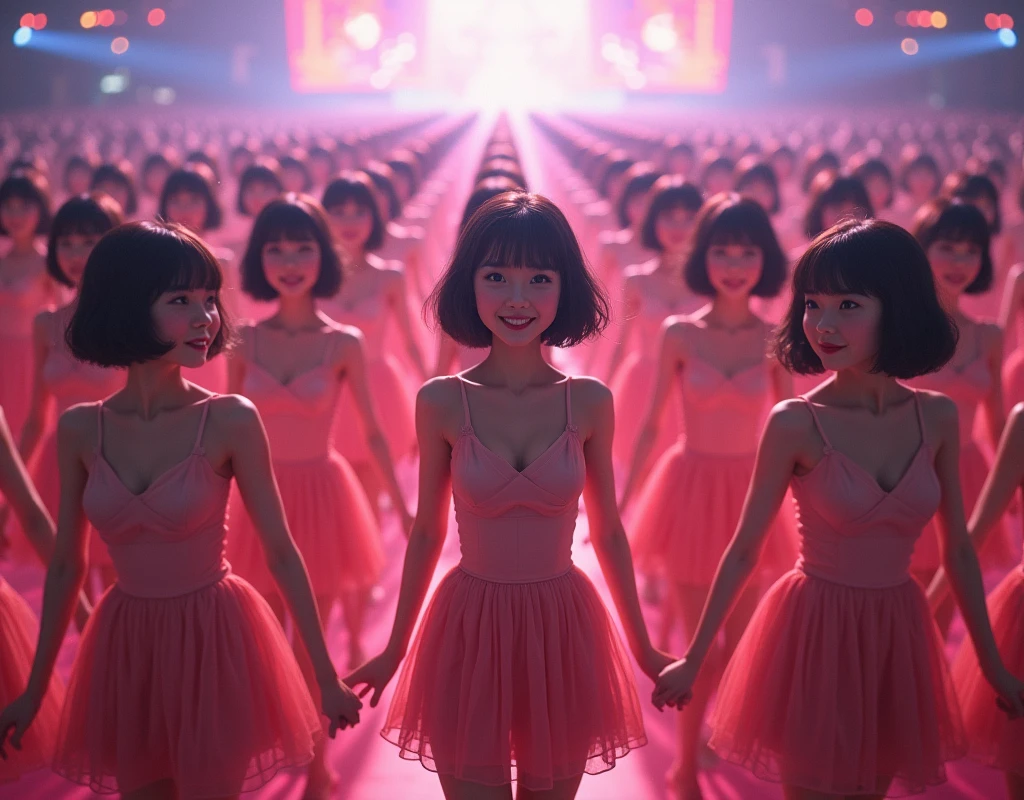 [Japanese Clone girls=Myself], [Perfect Clone girls Raw Photography Art], [16K, Highest quality, Ultra-high resolution], (((Unrealistic, Unprecedented sight, hyperdimensional space, A sight beyond imagination, (((A world of mass proliferation of myselves, Ultra-realistic)))))), (Japanese, woman, 22-year-old, Saito-Asuka), ((Small face, Brown and black hair, Short Hair)), ((Very beautiful detailed girls, Accurate body structure, Very detailed and perfect super busty body)), ((amazing super big tits, Large, swelling breasts)), (Dark Eyes, Mature face, Cute Smile, A gentle gaze), (Happy laughter), [[(((((Very detailed, 1girl→1,000,000,000,000,000,000,000,000,000,000,000,000,000cloning girls))))), (((((Extremely detailed and precise depiction of the double, Perfectly the same girl, The exact same smile, Perfect matching hairstyle, Perfect same clothes, Exactly the same height, Perfect same super busty))))), (((((Myself only))))), (((Very detailed, on stage, Idol Group, Nogizaka46's stage costumes, 1,000,000,000,000Myself))), (((Very detailed, Audience seats, camisole, 1,000,000,000,000,000,000,000Myself)))]], (((Perfect description, Smiling face, hug, wave hands, Matching poses, Matching dance, Sexy pose, In a row, Alignment))), (((Very detailed, Super crowded in a different dimension, Abnormal crowding, Super crowded))), (Large Concert Hall, Front bright light, Illuminated by spotlights, Live Stage Lighting), (((Wide field of view, Very detailed, Detailed ultra-perspective depiction)))), Group idol group photo, Anywhere Angle