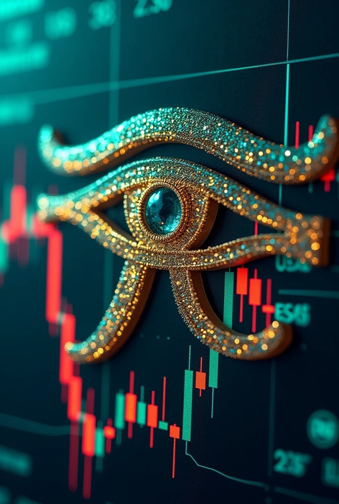 Eye of Horus with financial market charts