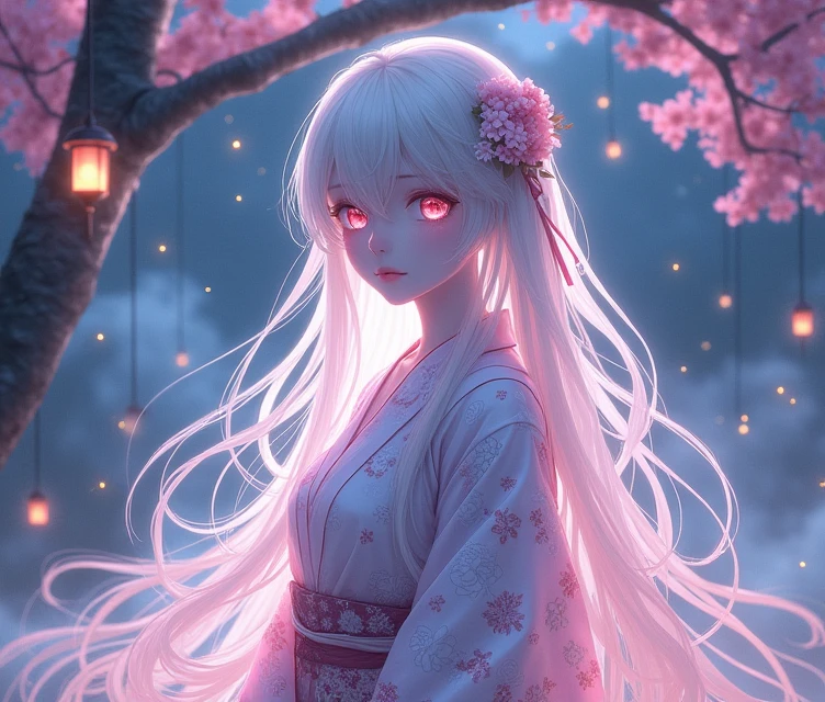 anime, anime風, Character portrait, kimono、One person, Long Hair, ghost,Spirit Body