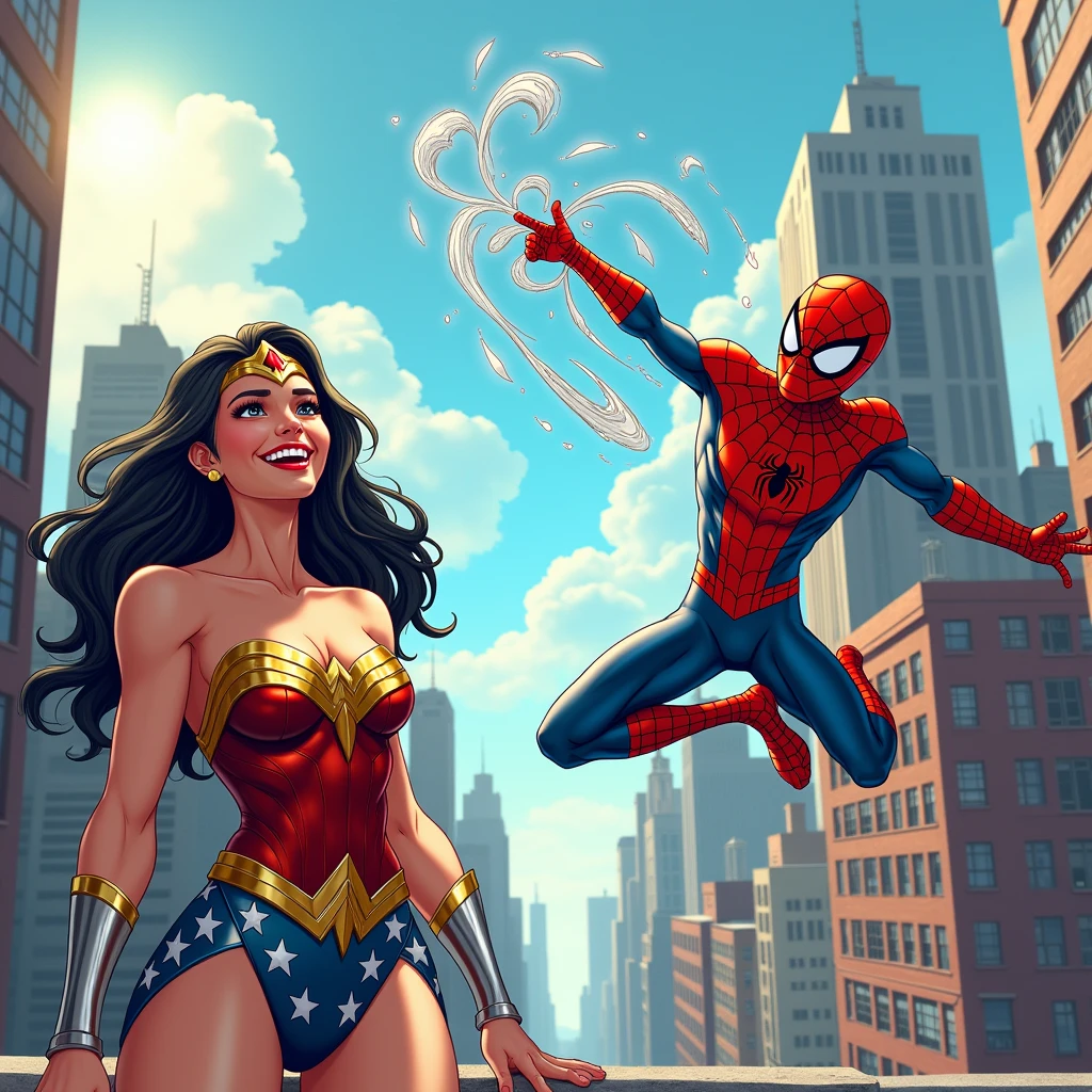 A Spiderman with wonder woman 