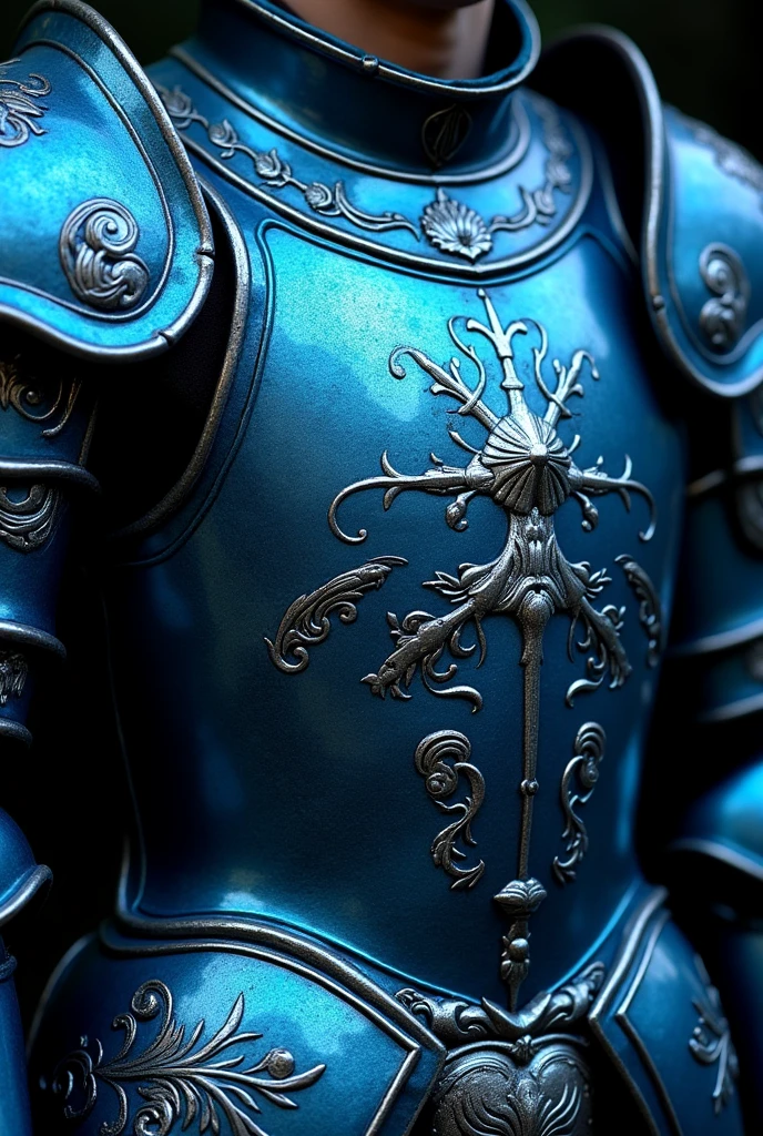 make a blue color art of armor chest but no man and no background
