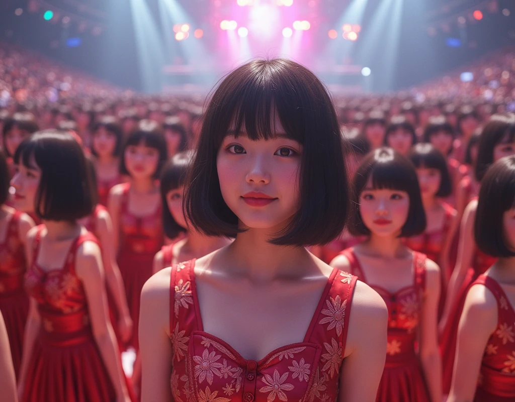 [Japanese Clone girls=Myself], [Perfect Clone girls Raw Photography Art], [16K, Highest quality, Ultra-high resolution], (((Unrealistic, Unprecedented sight, hyperdimensional space, A sight beyond imagination, (((A world of mass proliferation of myselves, Ultra-realistic)))))), (Japanese, woman, 22-year-old, Saito-Asuka), ((Small face, Brown and black hair, Short Hair)), ((Very beautiful detailed girls, Accurate body structure, Very detailed and perfect super busty body)), ((amazing super big tits, Large, swelling breasts)), (Dark Eyes, Mature face, Cute Smile, A gentle gaze), (Happy laughter), [[(((((Very detailed, 1girl→1,000,000,000,000,000,000,000,000,000,000,000,000,000cloning girls))))), (((((Extremely detailed and precise depiction of the double, Perfectly the same girl, The exact same smile, Perfect matching hairstyle, Perfect same clothes, Exactly the same height, Perfect same super busty))))), (((((Myself only))))), (((Very detailed, on stage, Idol Group, Nogizaka46's stage costumes, 1,000,000,000,000Myself))), (((Very detailed, Audience seats, camisole, 1,000,000,000,000,000,000,000Myself)))]], (((Perfect description, Smiling face, hug, wave hands, Matching poses, Matching dance, Sexy pose, In a row, Infinite Alignment))), (((Very detailed, Super crowded in a different dimension, Abnormal crowding, Super crowded))), (Large Concert Hall, Front bright light, Illuminated by spotlights, Live Stage Lighting), (((Wide field of view, Very detailed, Detailed ultra-perspective depiction)))), Group idol group photo, Anywhere Angle
