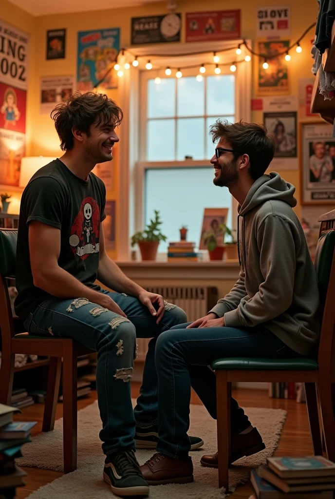 Two college student one is ragging ruggedly the other