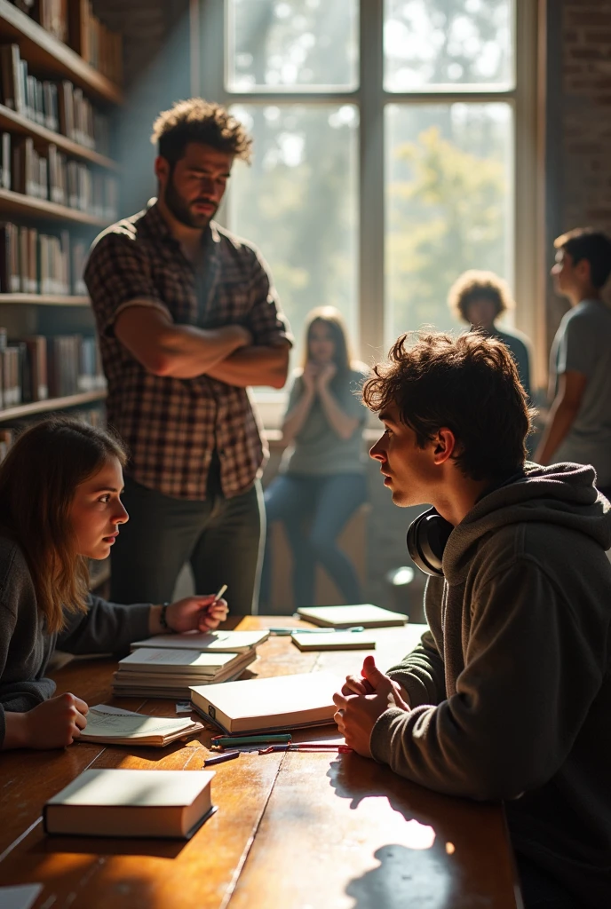 Two college student one is scolding ruggedly the other 