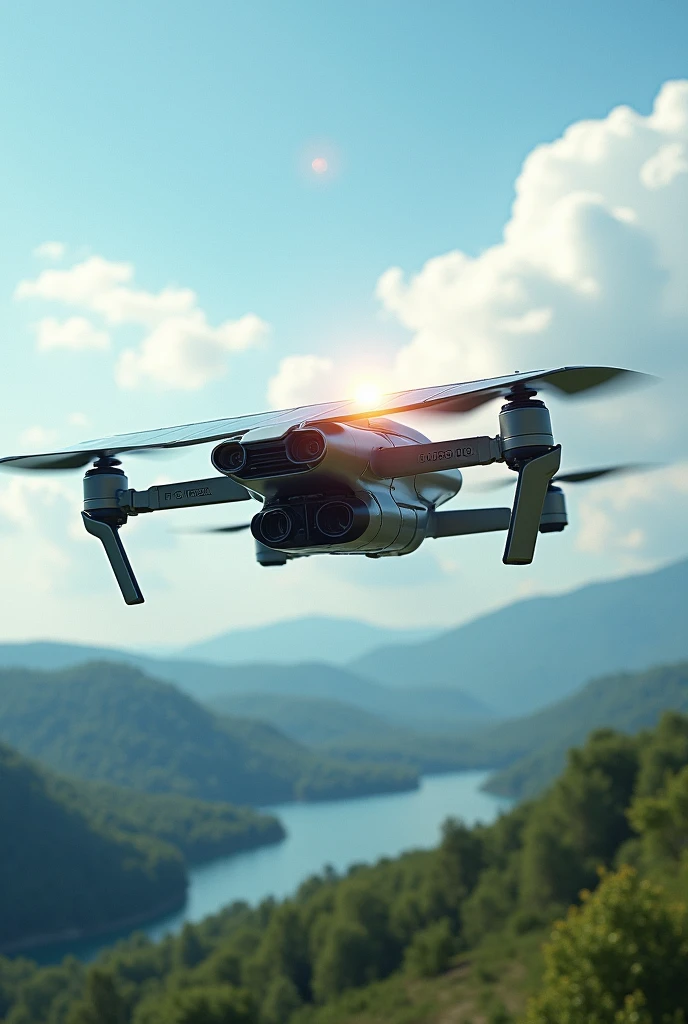 an aerial robot that has a solar panel above it