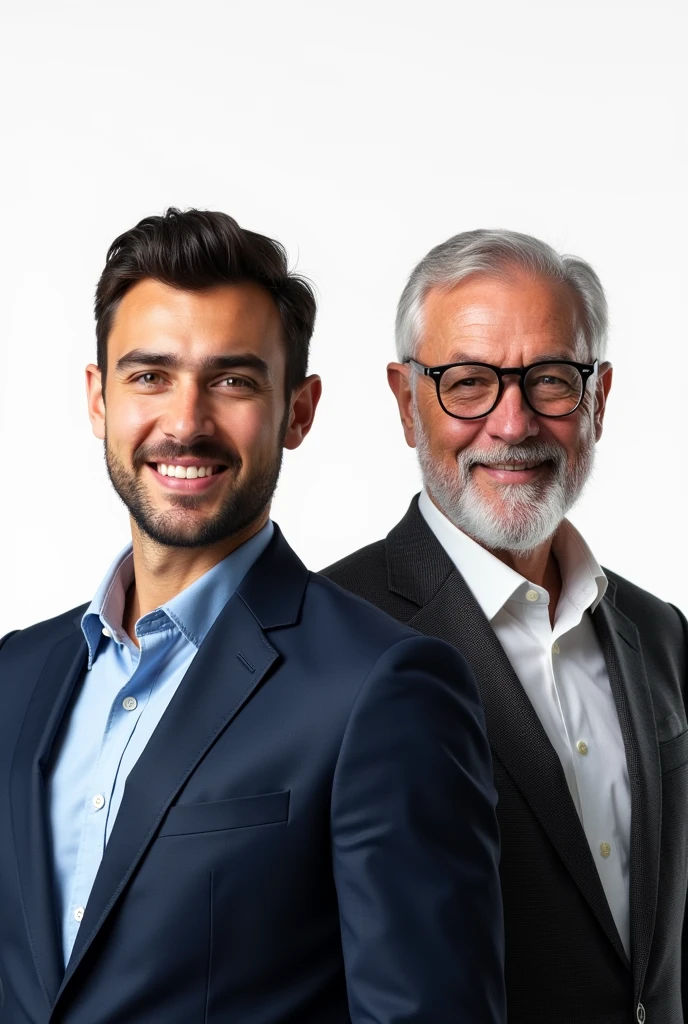 create 2 SEPARATE avatars that are male on a white background and separate to be used in marketing and administration work