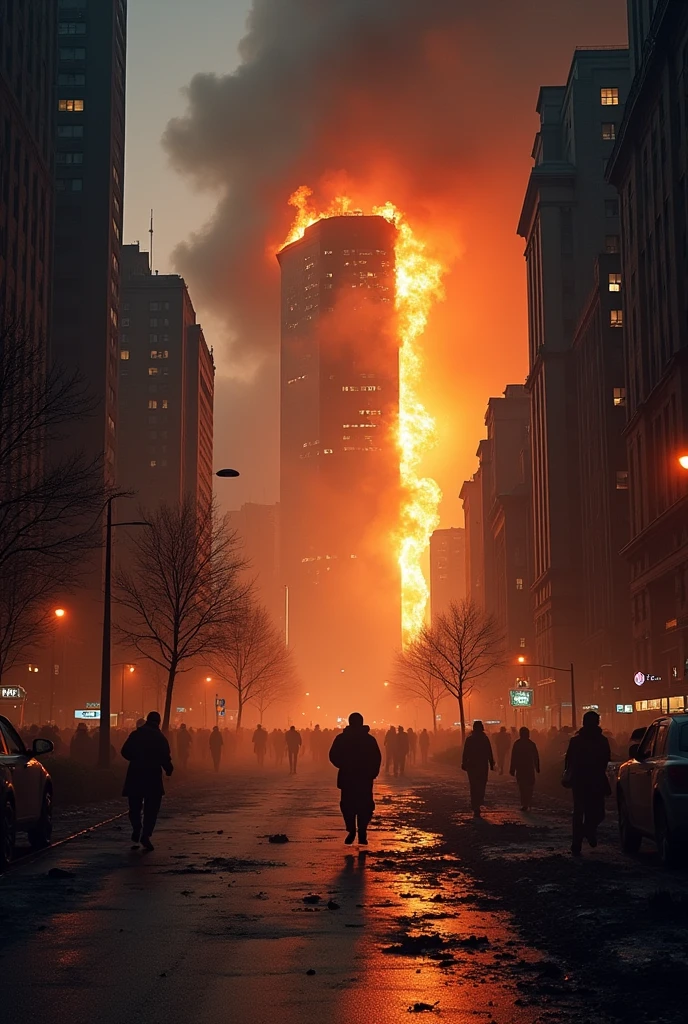 after terrorist attack，The burning 101 building, 