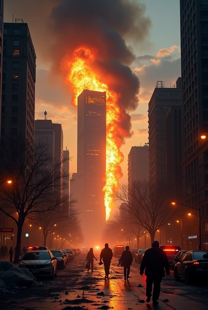 after terrorist attack，The burning 101 building, 
