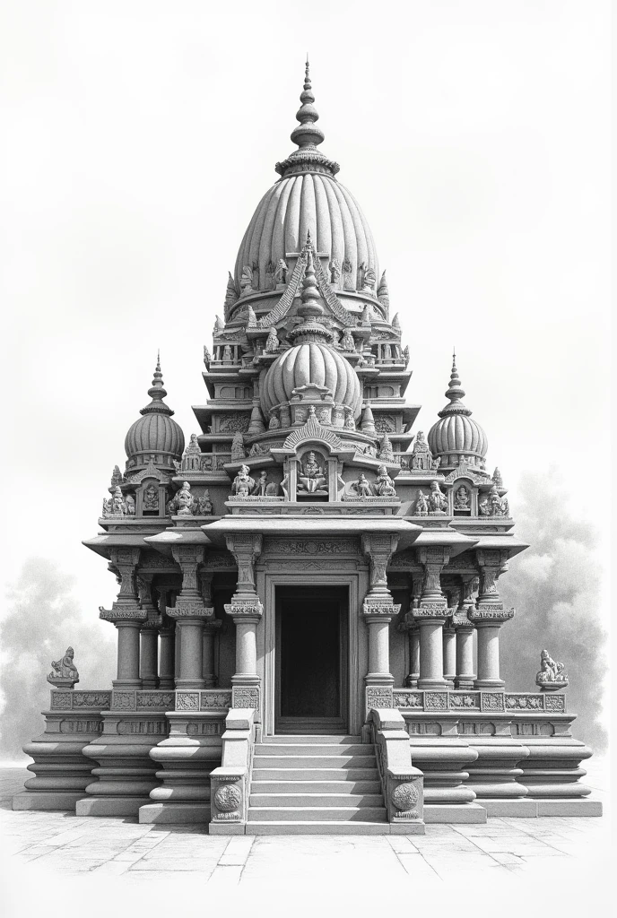 make a temple and no background, pencil art