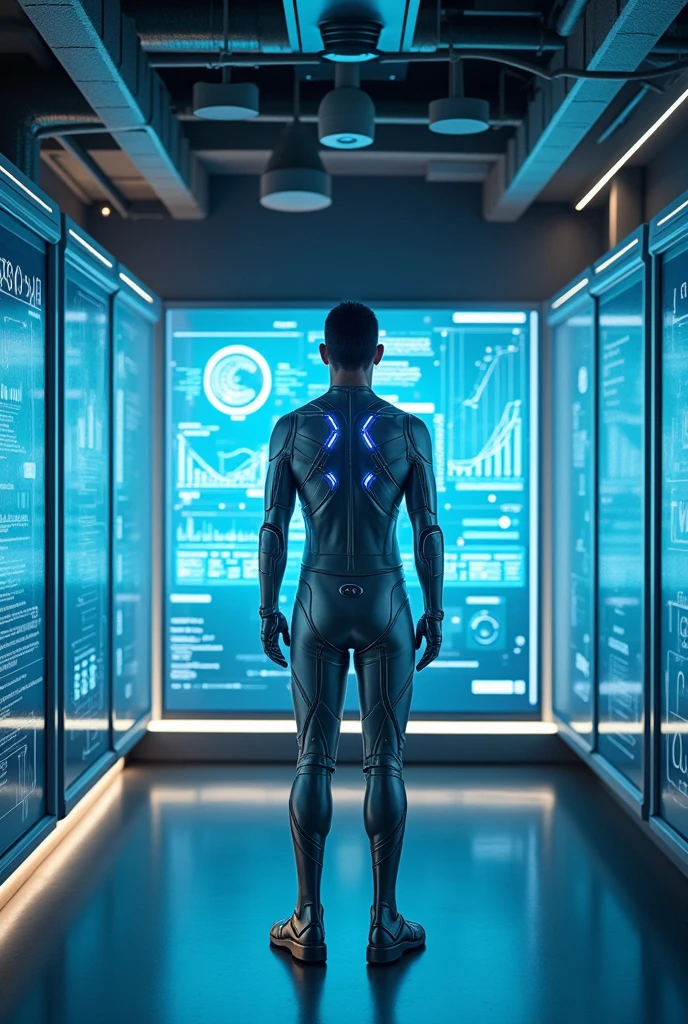 Room with computer screen with advance technology