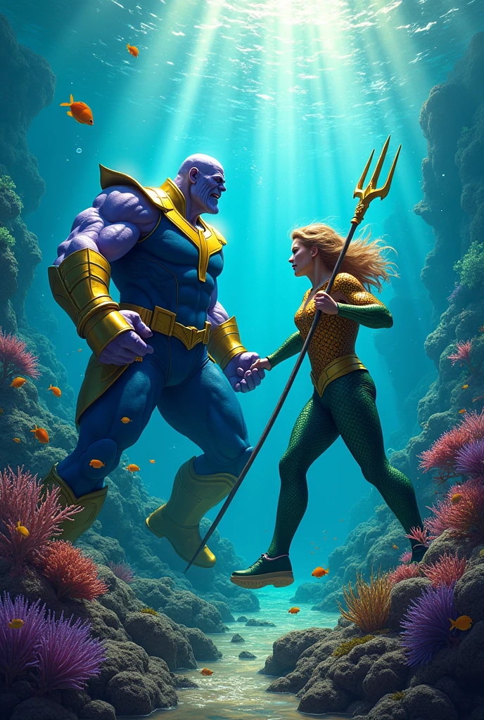 Thanos and aquaman in underwater 
