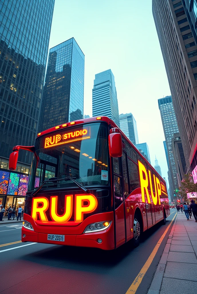 A bus logo written RUP STUDIO on it