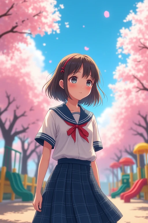 Female junior high school student standing