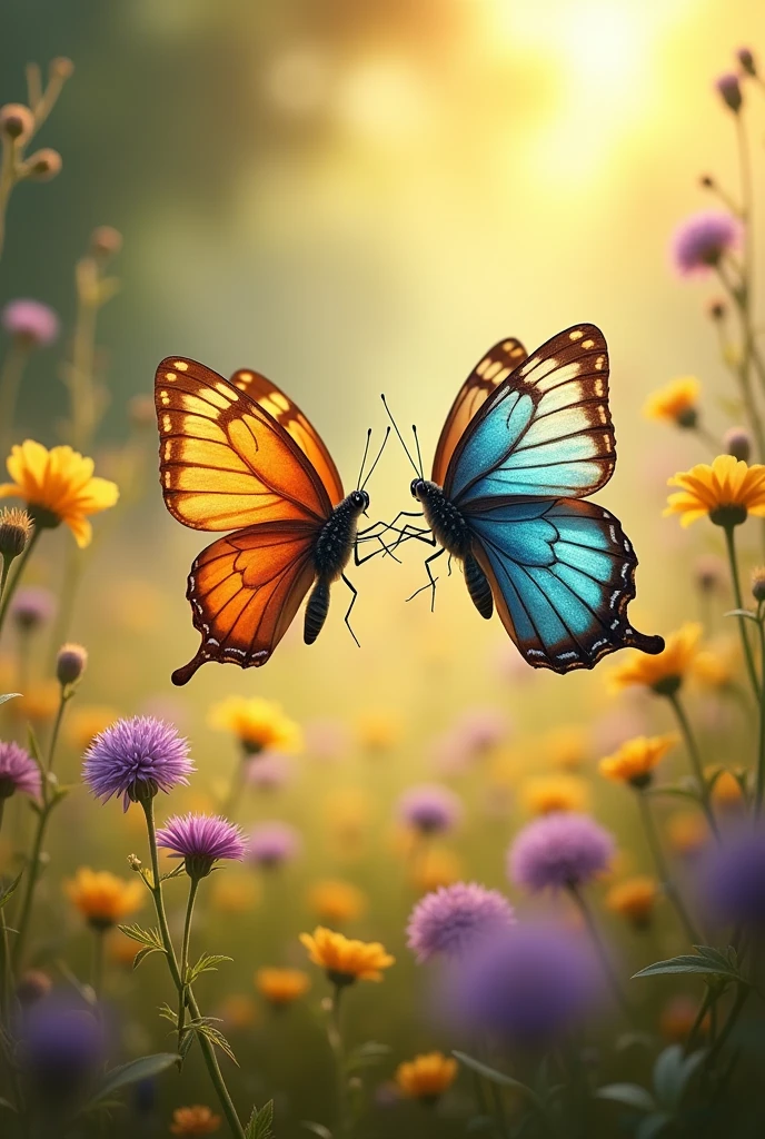 Butterflys love together by holding hands. flying