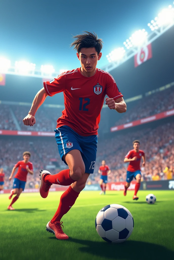 Created a player age 18 years old bib 12 footballer text calledNFT¹xITACHI