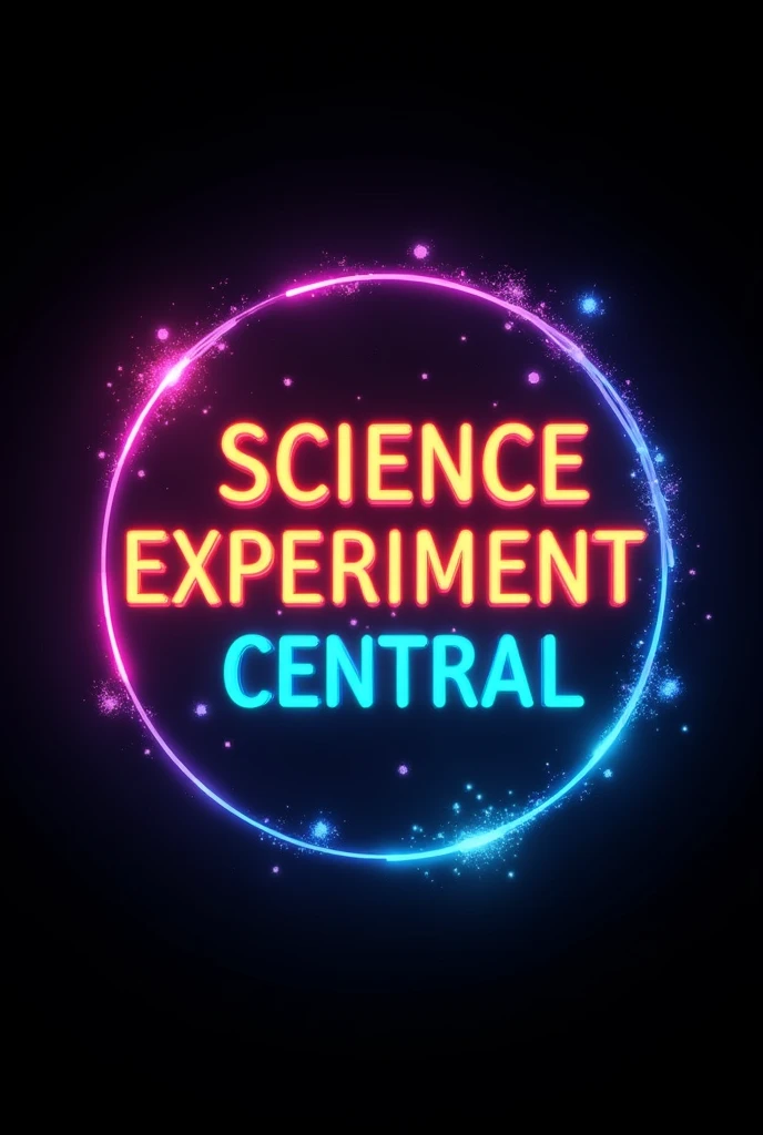 Best quality, 8k image,logo for youtube channel must be to write "science experiment Central" ,this in circle perimeter, background is black and logo is bright