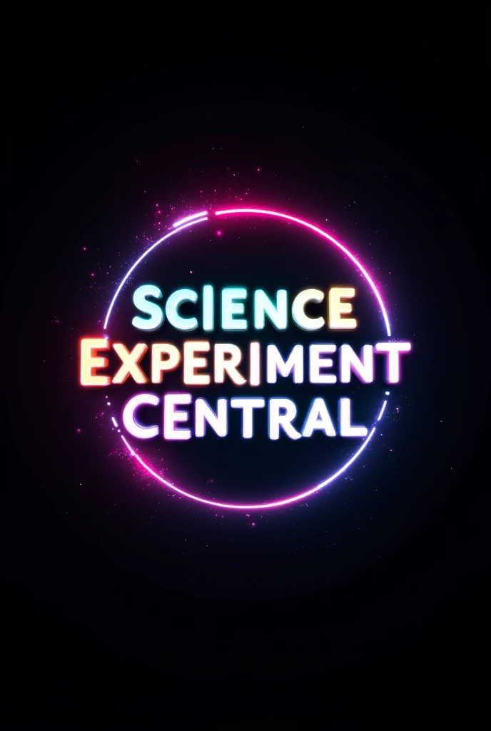 Best quality, 8k image,logo for youtube channel must be to write "science experiment Central" ,this in circle perimeter, background is black and logo is bright