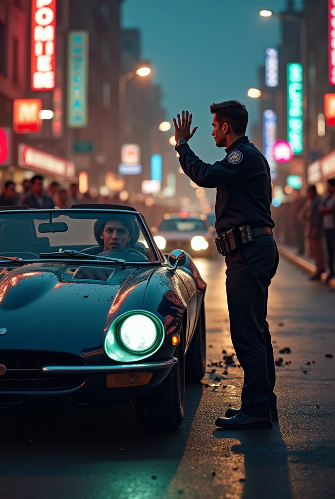 image of a person hitting a police officer by car