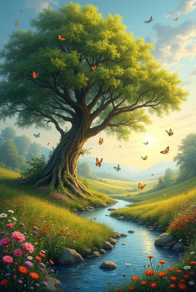The Cycle of Nature: Illustrate the interconnectedness of nature through a visual representation of the food chain, water cycle, or pollination. This demonstrates the delicate balance and the importance of preserving it.