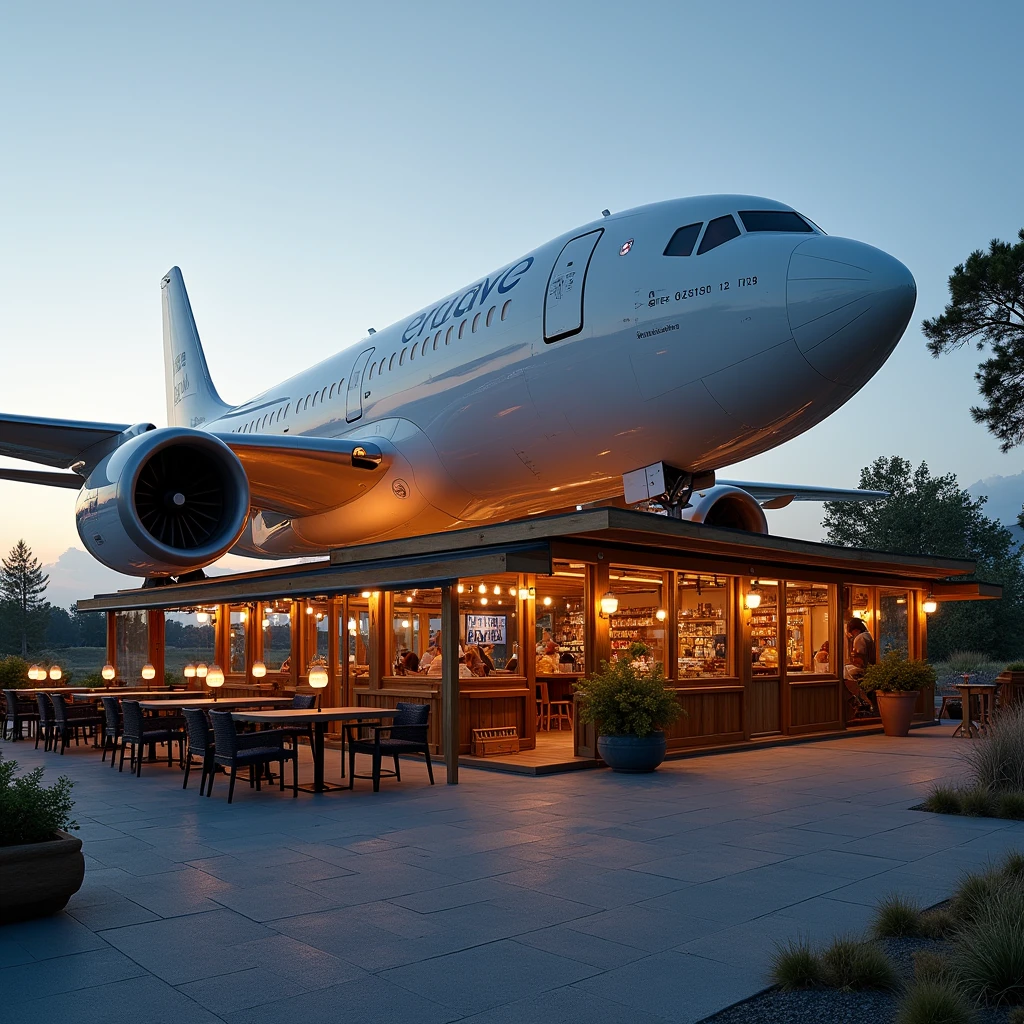 Exterior of an airplane restaurant