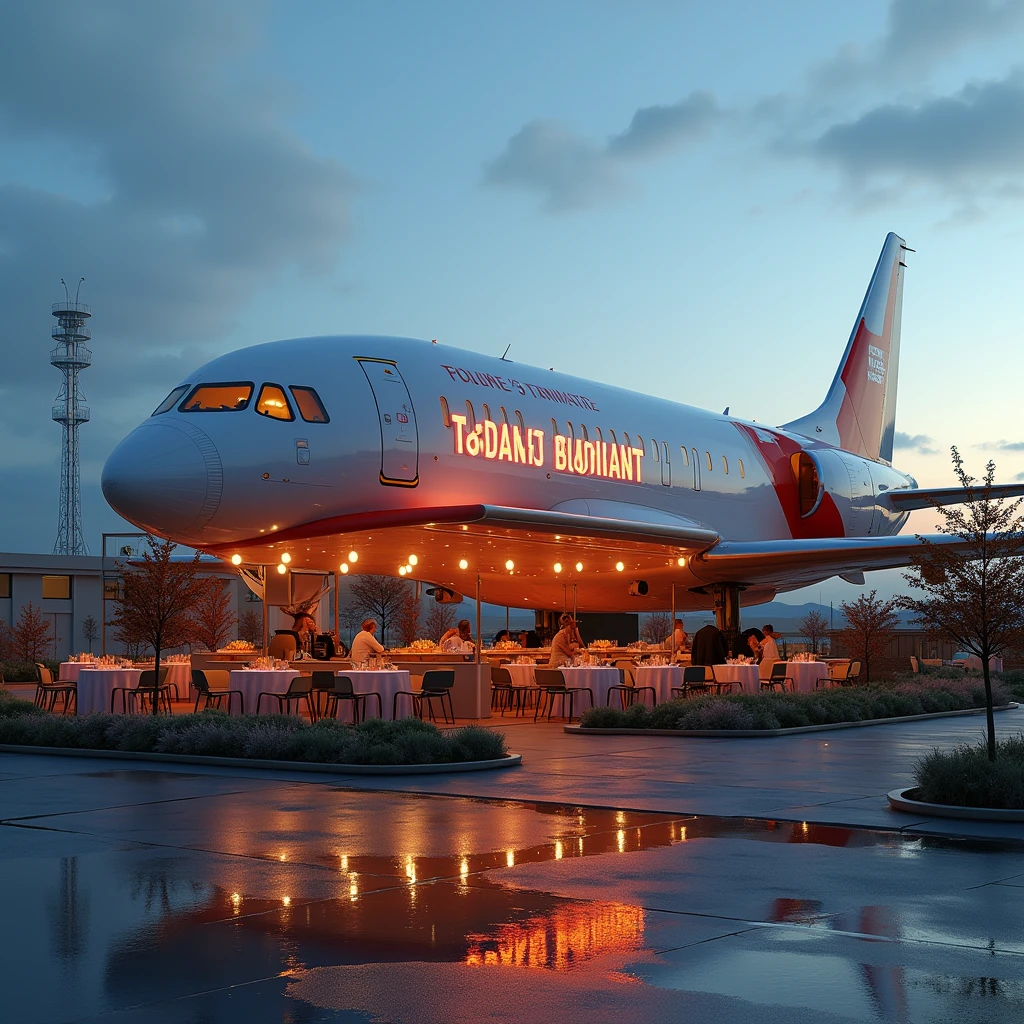 Exterior of an airplane restaurant
