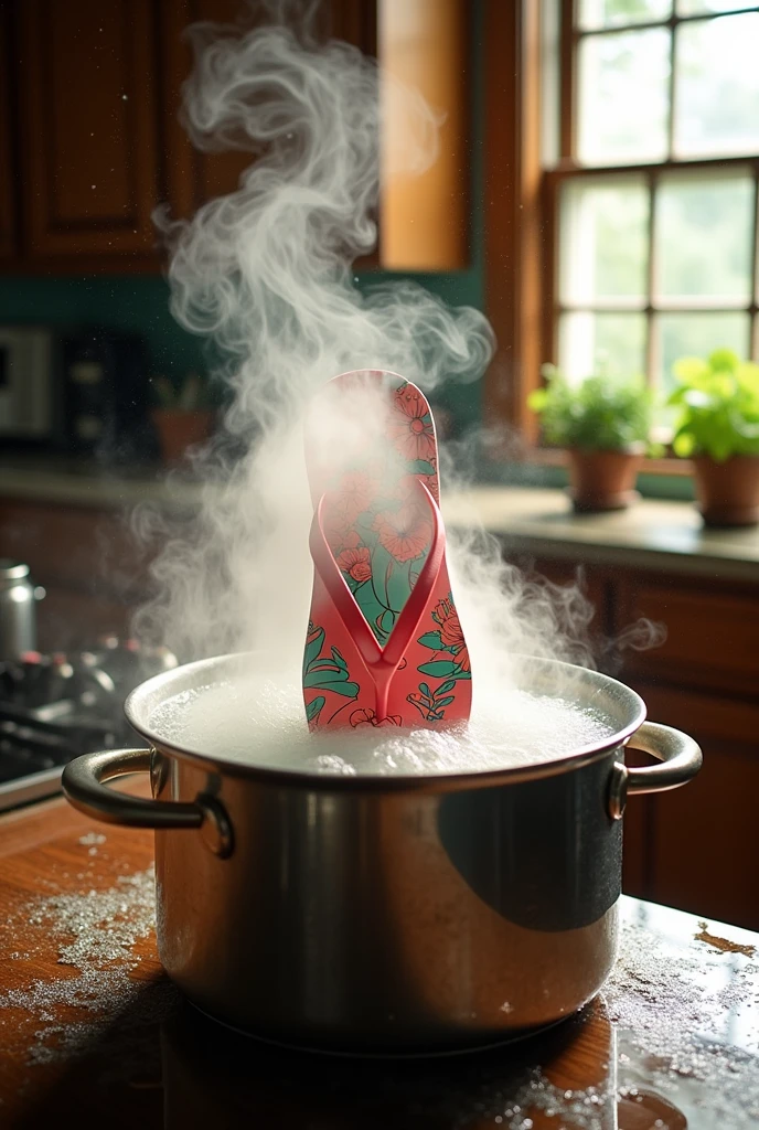 Hawai sandal in boiling water