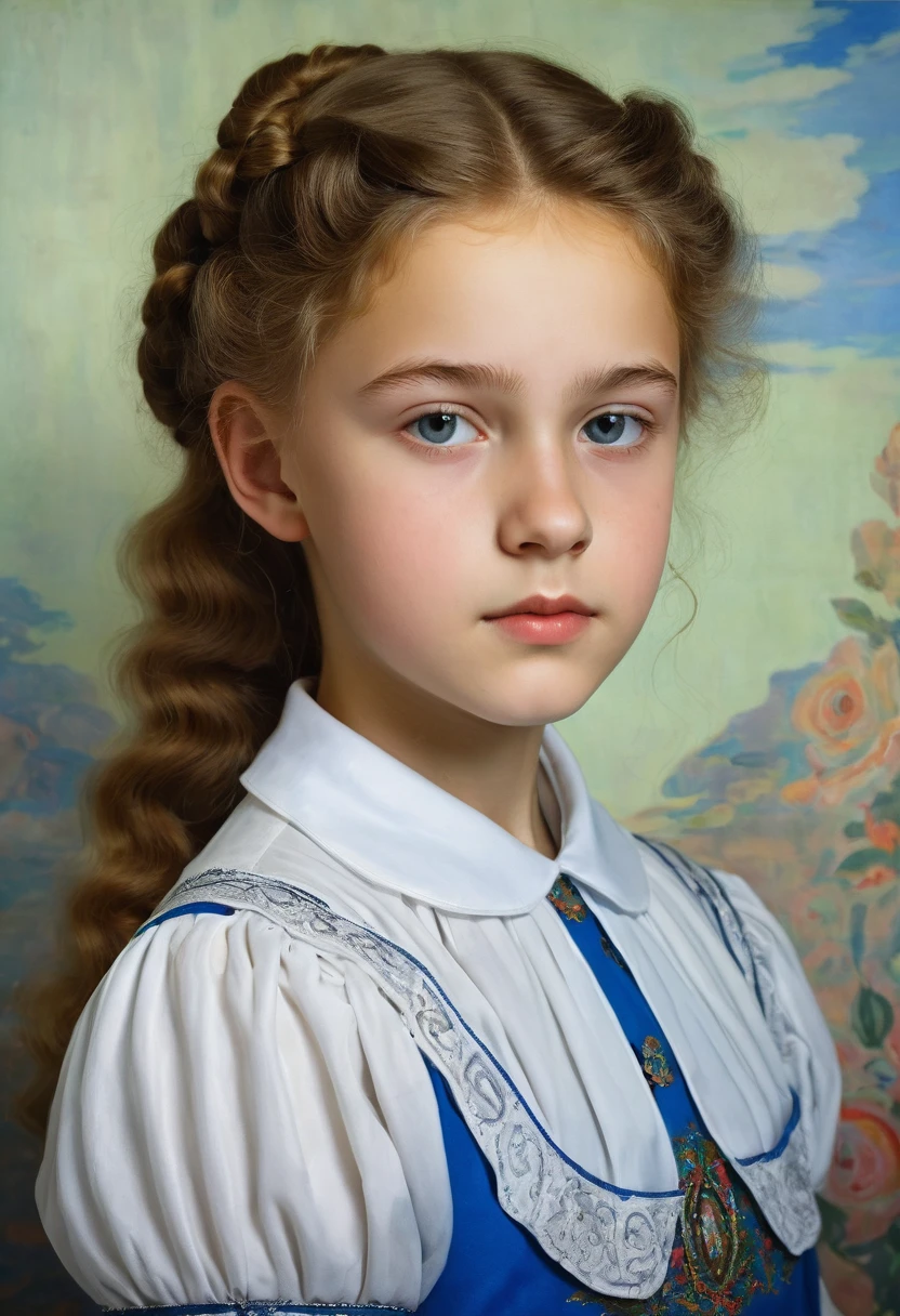 Girl girl portrait in the style of the painting Russian Venus Boris Kustodiev exact copy of the painting 