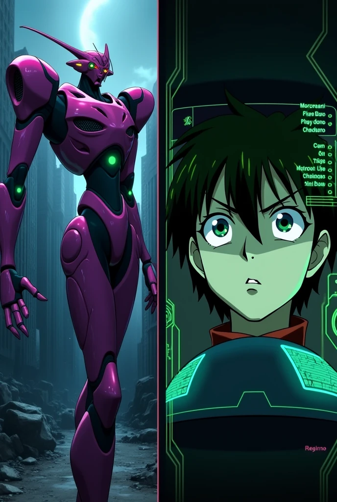 generate an image for two monitors of the anime evangelion