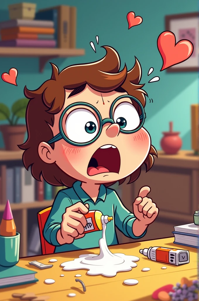 Getting super glue in the eye. Animation type