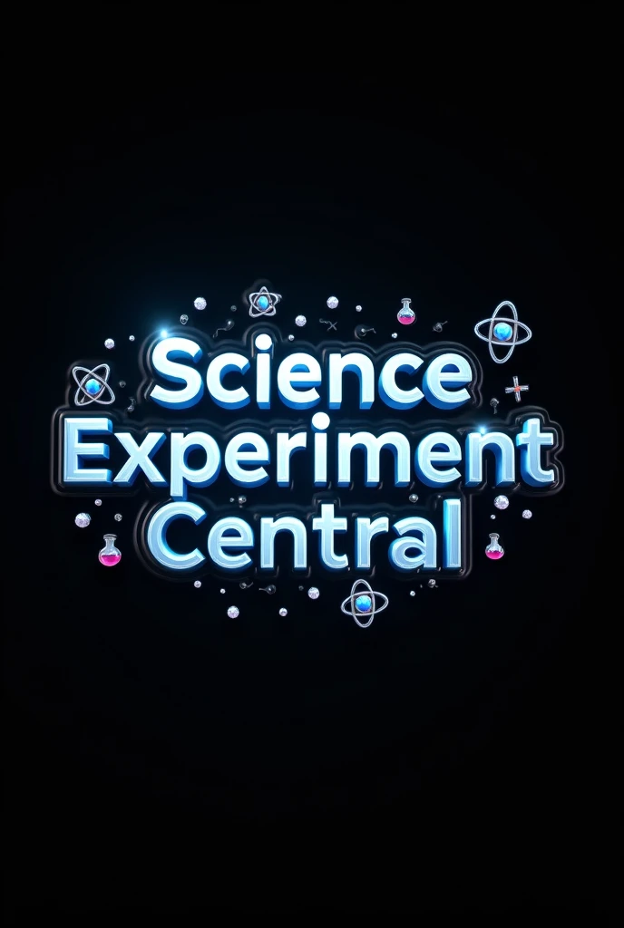 Best quality, 8k image,logo for youtube channel must be to write "science experiment Central" , realistic 3D type  , background is black 