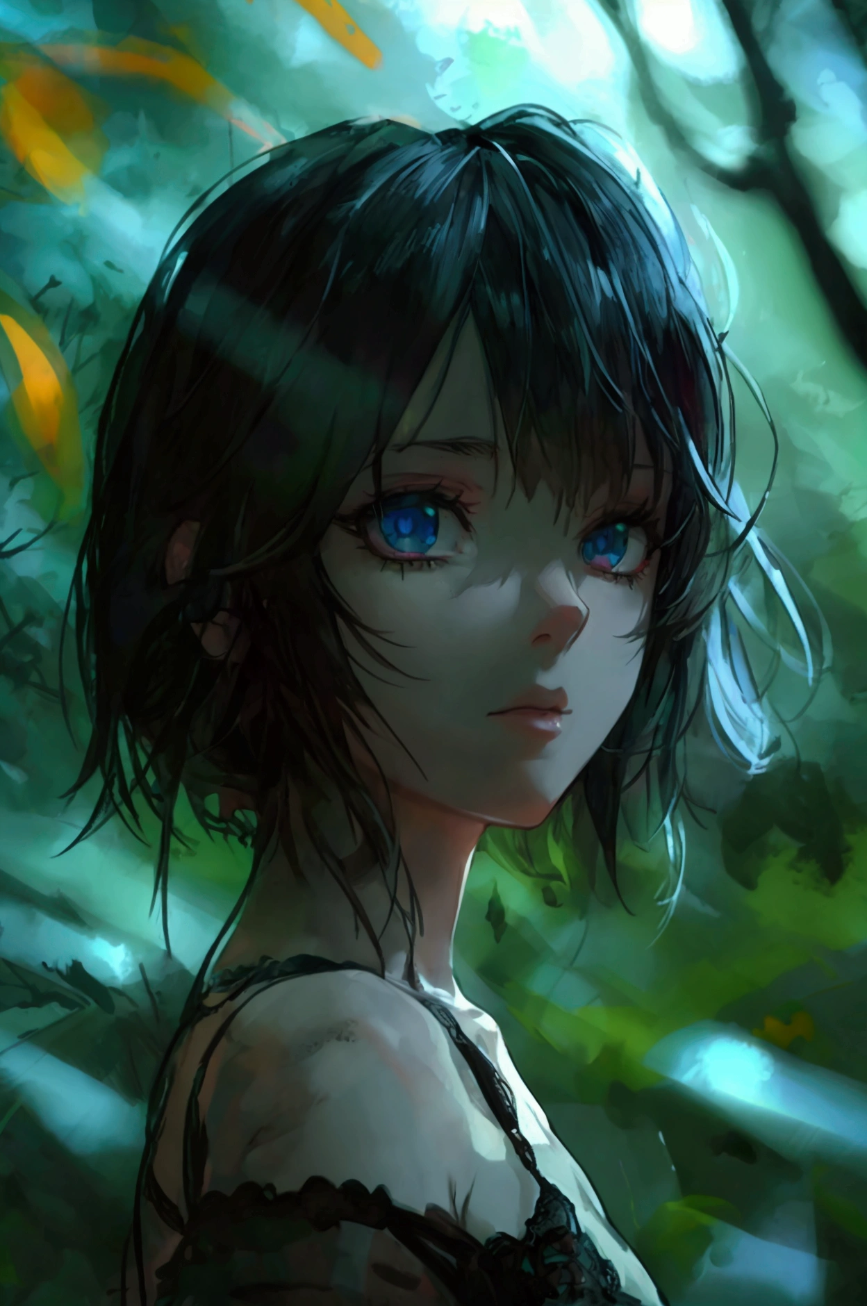 (pov:stalker), fullbody, Masterpiece, best quality, (highly detailed CG unity 8k wallpaper), (best quality), (best illustration), (best shadows), ray tracing, highly detailed((best quality)), ((masterpiece)), (detailed),masterpiece, best quality, (dark photo:1.3),fullbody, photorealistic, stunning innocent symmetry face, emotional, cute teenage girl in the distant, fullbody, detailed face, beautiful detailed eyes, stalking a girl throughout a forest,terrifying,terrified, dark and creepy night,stalking in the distant, secluded,