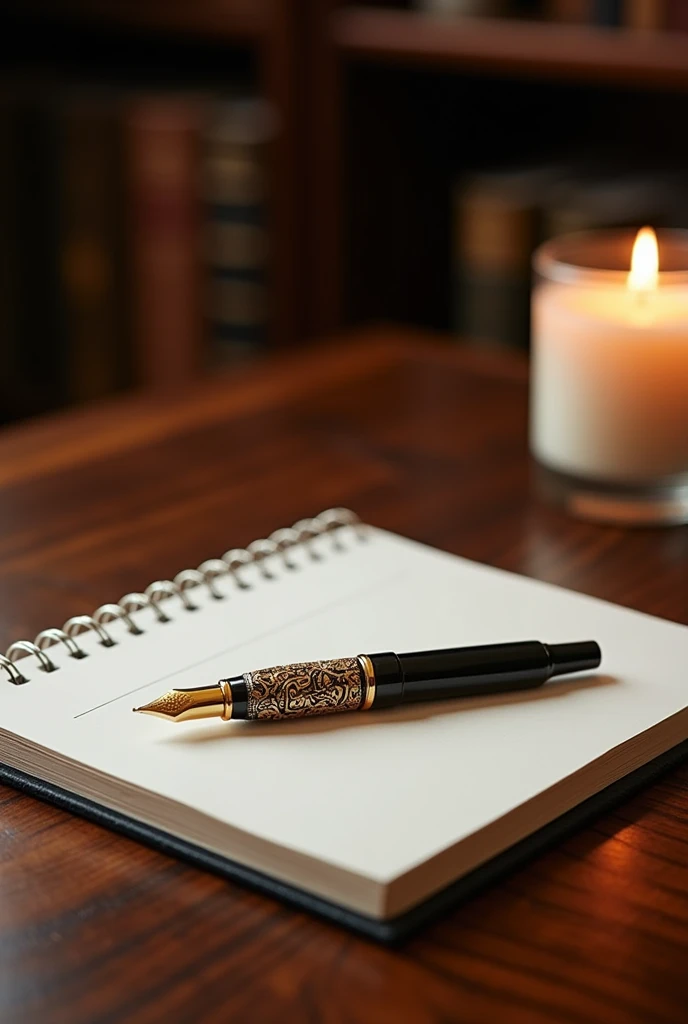 image of notepad with very beautiful gold and black pen