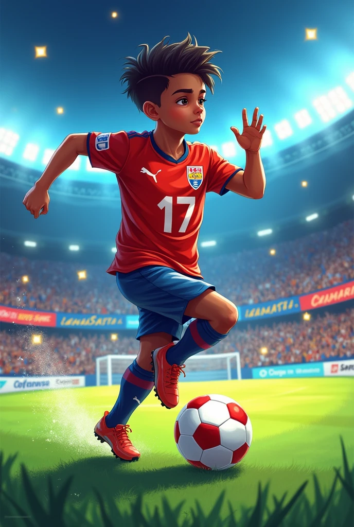 Created a player age 13 years old bib 17 footballer text called IAMSANTA