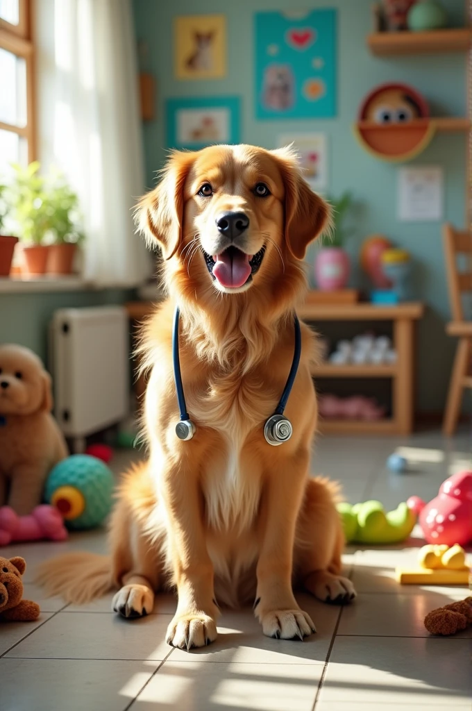 Image of a dog with a stethoscope