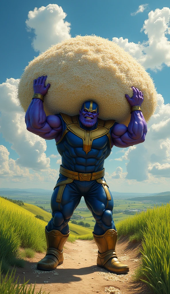 Thanos is carrying a truckload of rice