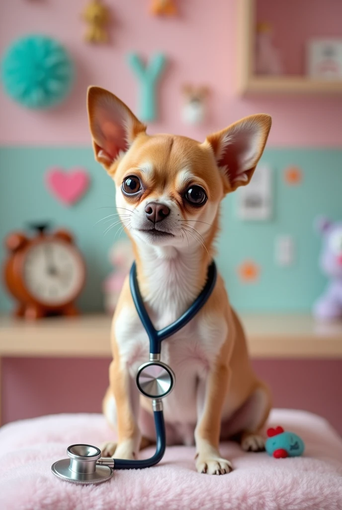 Image of a Chihuahua dog with a stethoscope