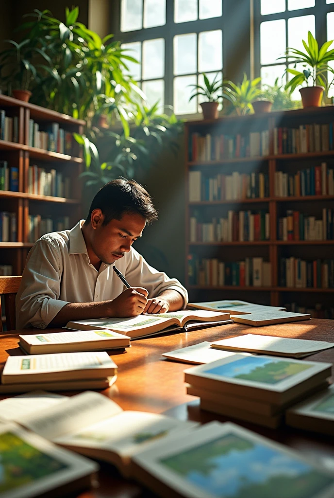 Rajibul studding in rice education library hall