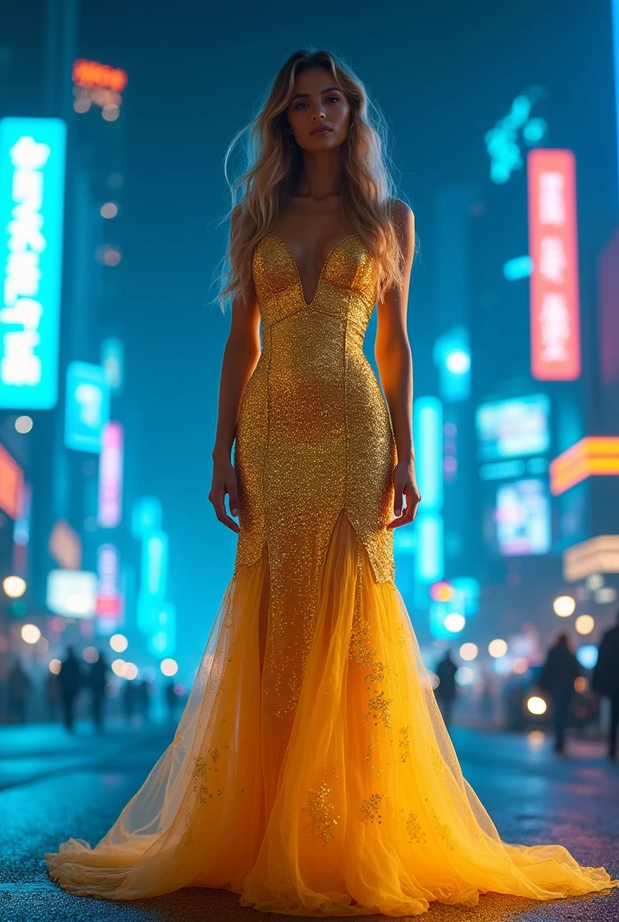There is a whore in an urban environment at night. The whore is standing on a pavement, surrounded by neon lights. She is wearing a (((high-slit skirt))) that exposes the edge of her nylon stockings and a revealingly tight blouse that emphasises her figure. Stiletto High Heels. ((Her make-up is strikingly slutty, with particularly emphasised, puffy gloss painted lips)). ((1man:1.4 grabs her shoulder:1.4), In the background, busy streets and passing pedestrians capture the atmosphere of the city at night, (whole person:1,4), ((from below)), messy long copper-blond hair, asymmetrical hair, streaked hair, longeyelashes, colored eyelashes, earrings, makeup, red glossy d lips, cinematic lighting, ray tracing, depth of field,  multiple views, atmospheric perspective, high quality, super detail, textured skin, masterpiece, (whole person:1.4), horny facial expression, covered_nipples, high heels, vintage dress, houndstooth

