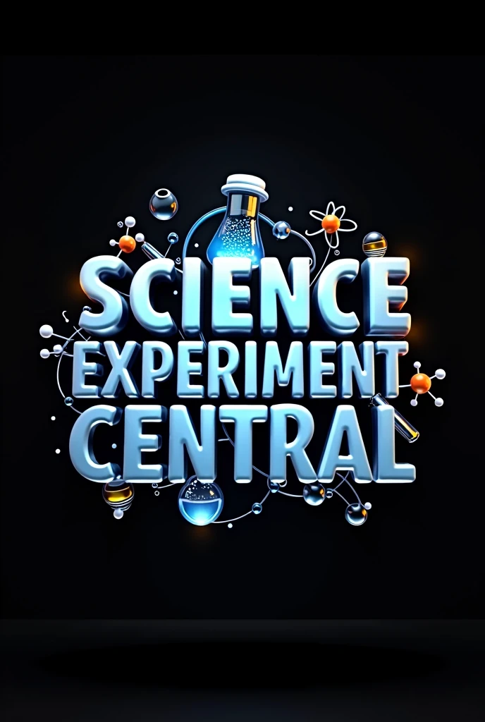 Best quality, 8k image,logo for youtube channel must be to write "science experiment Central" , realistic 3D type , background is black