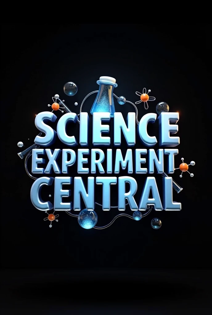 Best quality, 8k image,logo for youtube channel must be to write "science experiment Central" , realistic 3D type , background is black