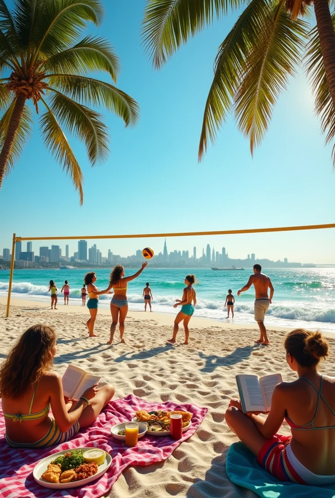 Make people happy by playing volleyball on the beach, having a picnic, lendo livros, such as tourist attractions and monuments