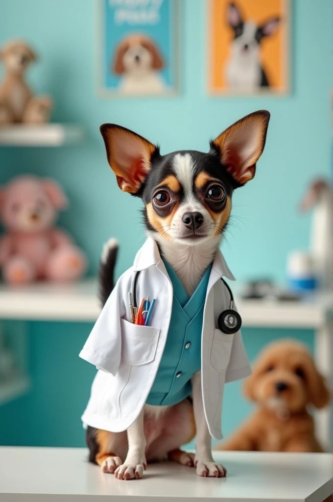 Generate image of a Chihuahua dressed as a veterinarian