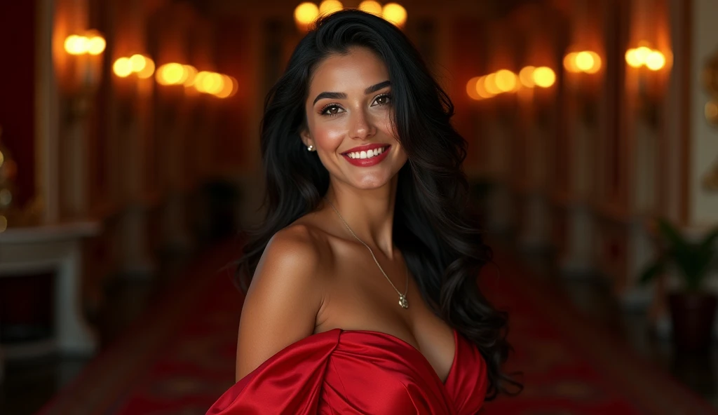 a beautiful latina woman, 30 years old, sensual, desirable, full body, detailed portrait, photorealistic, 8k, high quality, stunning face, flawless skin, long hair, seductive expression, elegant dress, luxurious background, dramatic lighting, cinematic composition